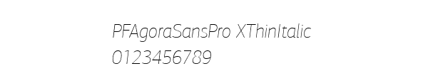 Fuente PFAgoraSansPro XThinItalic.ttf
