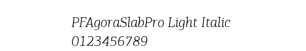 Fuente PFAgoraSlabPro Light Italic.ttf