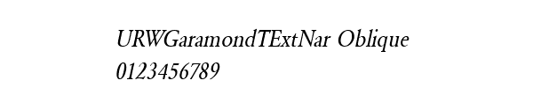 Fuente URWGaramondTExtNar Oblique.ttf