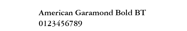 Fuente American Garamond Bold BT.ttf