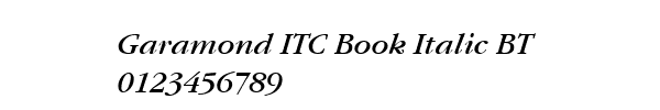Fuente Garamond ITC Book Italic BT.ttf