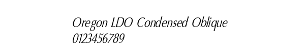 Fuente Oregon LDO Condensed Oblique.ttf