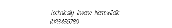Fuente Technically Insane NarrowItalic.ttf