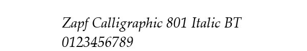 Fuente Zapf Calligraphic 801 Italic BT.ttf
