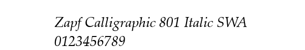 Fuente Zapf Calligraphic 801 Italic SWA.ttf