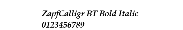 Fuente ZapfCalligr BT Bold Italic.ttf