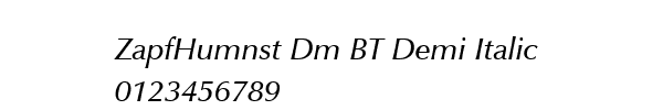 Fuente ZapfHumnst Dm BT Demi Italic.ttf