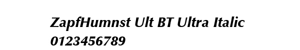 Fuente ZapfHumnst Ult BT Ultra Italic.ttf