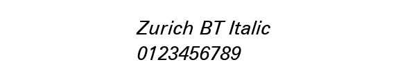 Fuente Zurich BT Italic.ttf