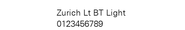 Fuente Zurich Lt BT Light.ttf